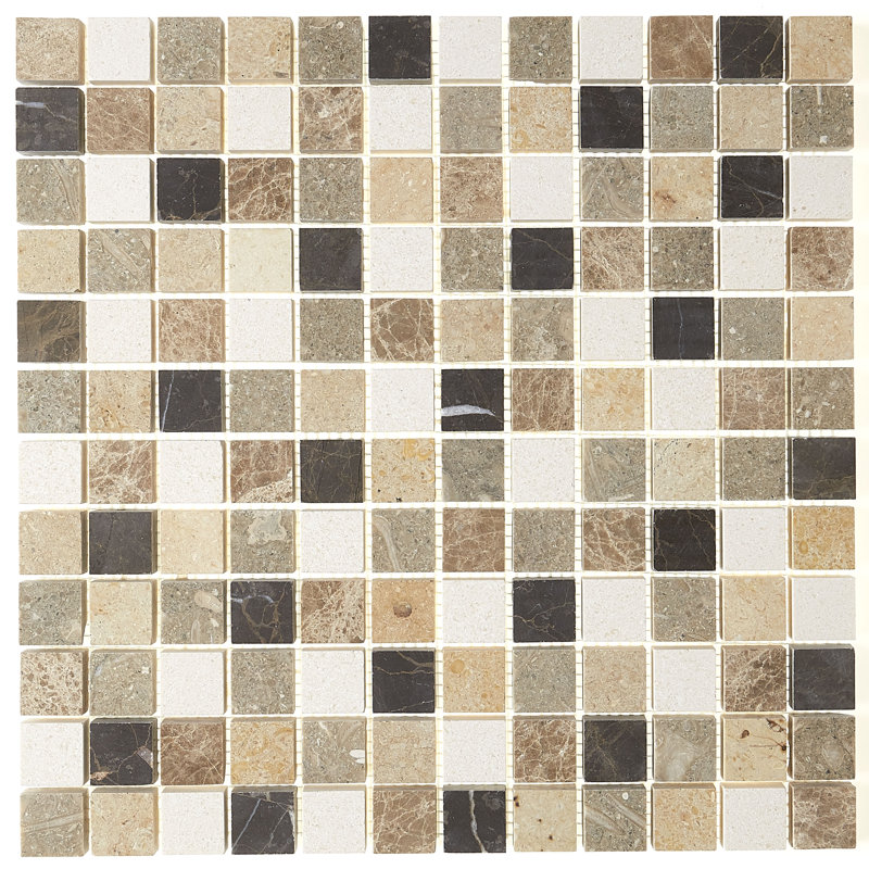 Marble Collection 1" x 1" Natural Stone Mosaic Accent Tile in Brenta Blend