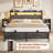 Bookcase Bed With Storage Slide Bedside Shelf and Charging Station & LED Light-1634898284-1634898282