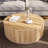 40.1"W Round Solid Wood Spacious Coffee Table Drum Table with Fluted Design-635121426-733274700