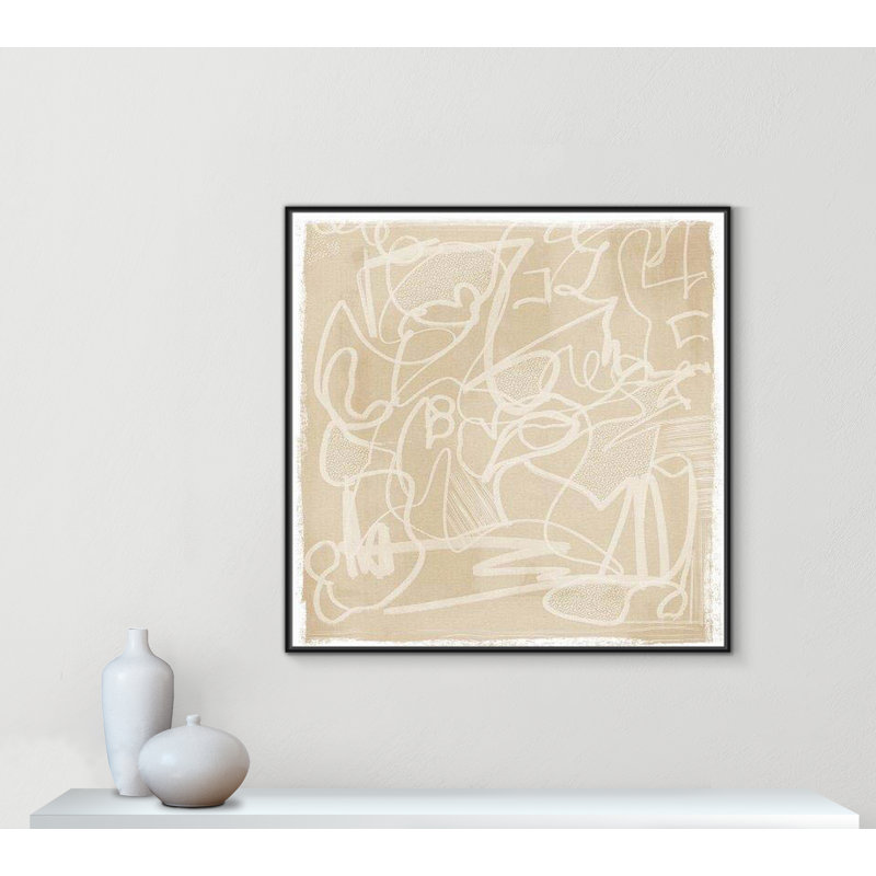 " Scribble Elegance ", Black Floater Framed, 46.5" H x 46.5" W x 2" D