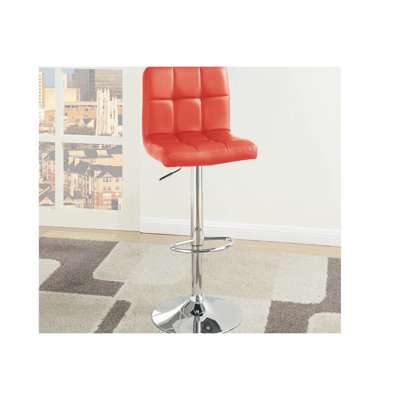 Red Faux Leather Bar Stools Of 2 - Adjustable For Kitchen Island Use, Modern Design With Cushioned Seats And Metal Frame Construction Height ( 2) Contemporary Style Elegant Bodies