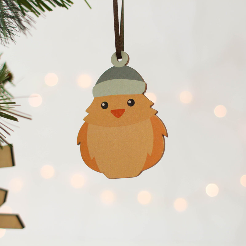 9cm Wood Holiday Shaped Ornament