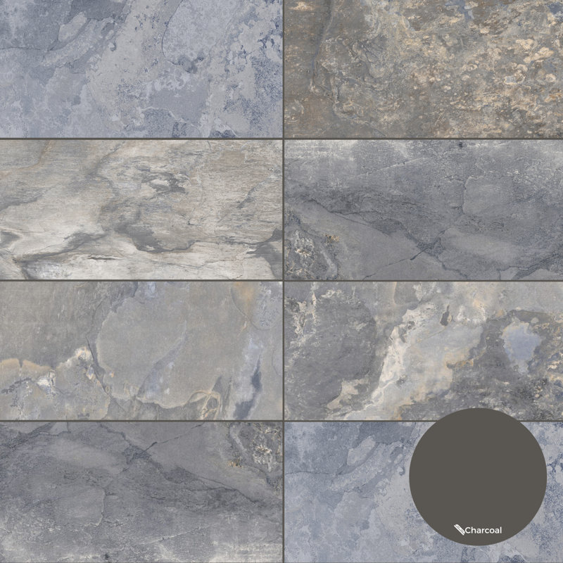 Wells Stone 12" x 24" Porcelain Stone Look Wall & Floor Tile, Blue