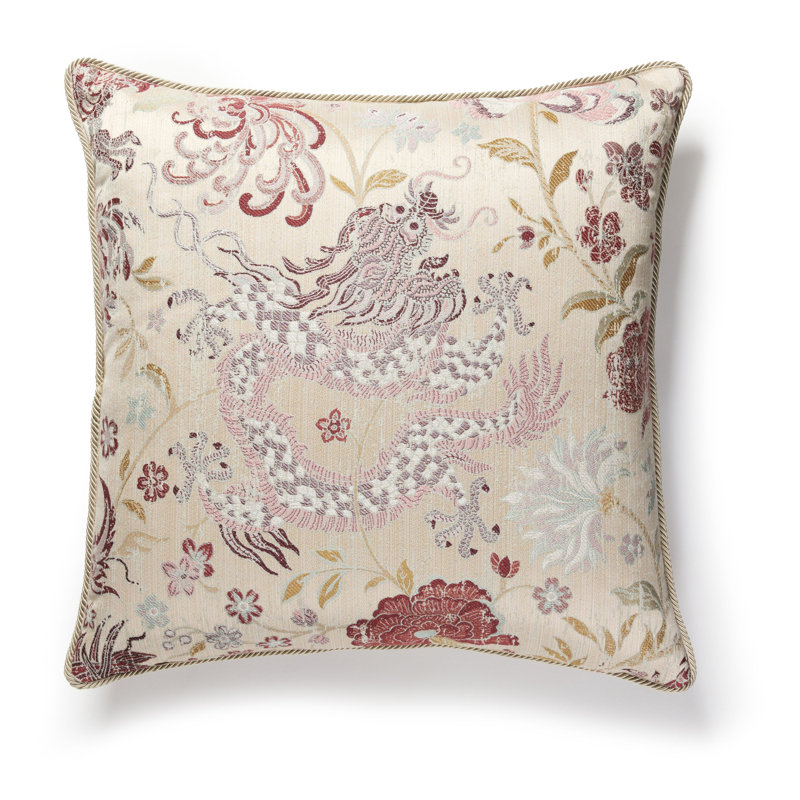 The MET x The House of Scalamandre Dragon Tableau Pillow, Winter Rose