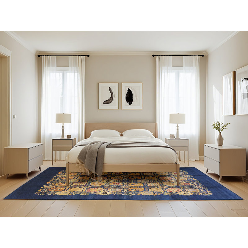 Tapis bleu / beige Patchwork, Rectangle 5 pi x 8 pi