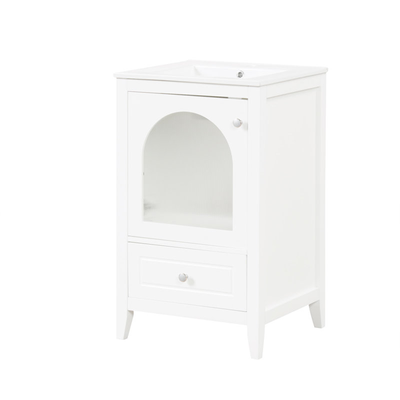 20" Bathroom Vanity With Sink, Blanc