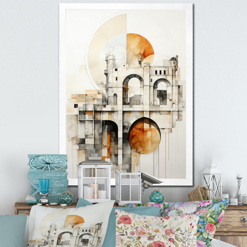 Impression sur toile Grey Bridge Minimalistic II - Cityscapes, H 40 po x l 30 po x P 1,5 po, Cadre photo blanc