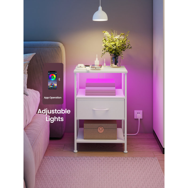 30cm W Steel Bedside Table
