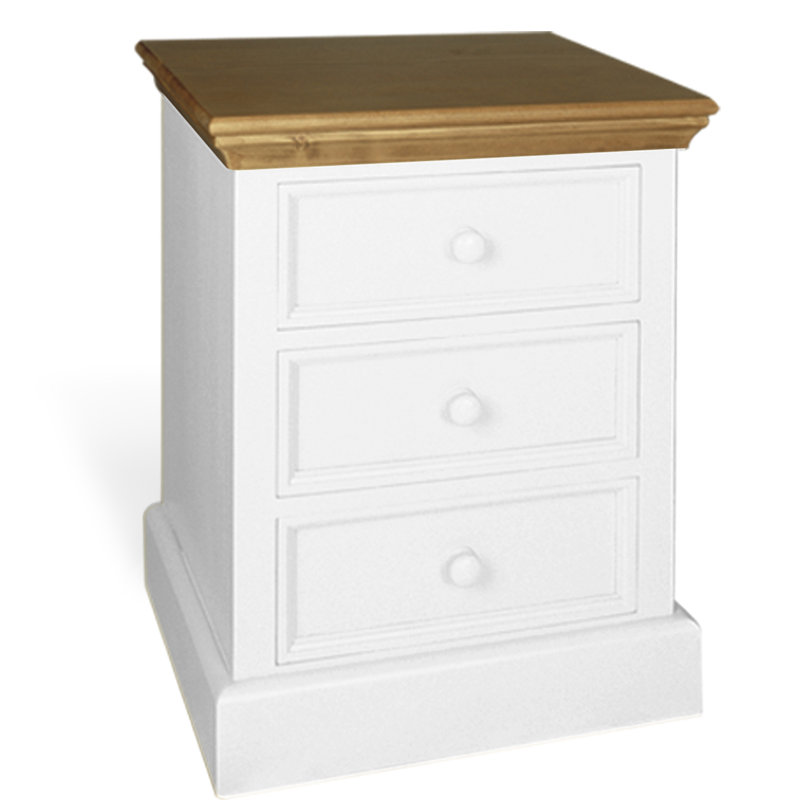 Beachwood 51cm W Solid Wood Bedside Table, Sprayed Polar White/Brown