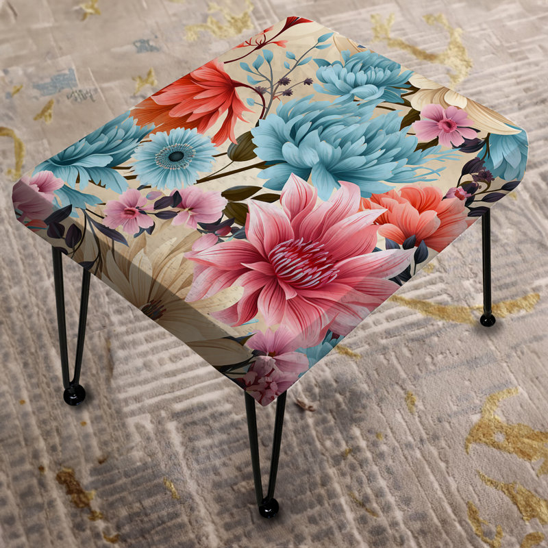 Blue Boho Floral Harmony Dreams - Floral Rectangle Ottoman