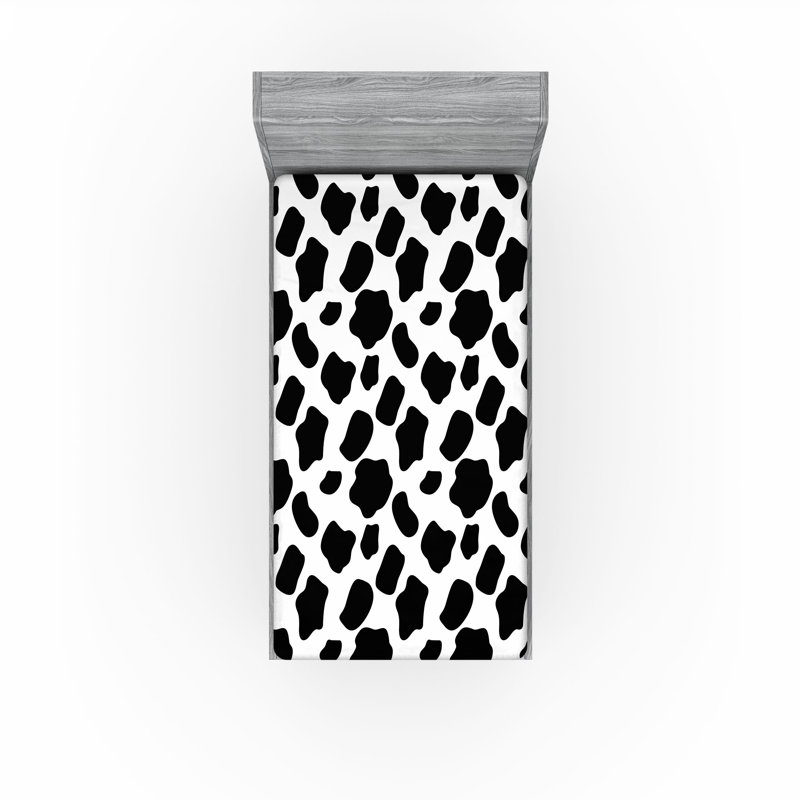 Drap-housse orange Ambesonne, Imprimé animal blanc / noir, Drap-housse pour lit simple TG