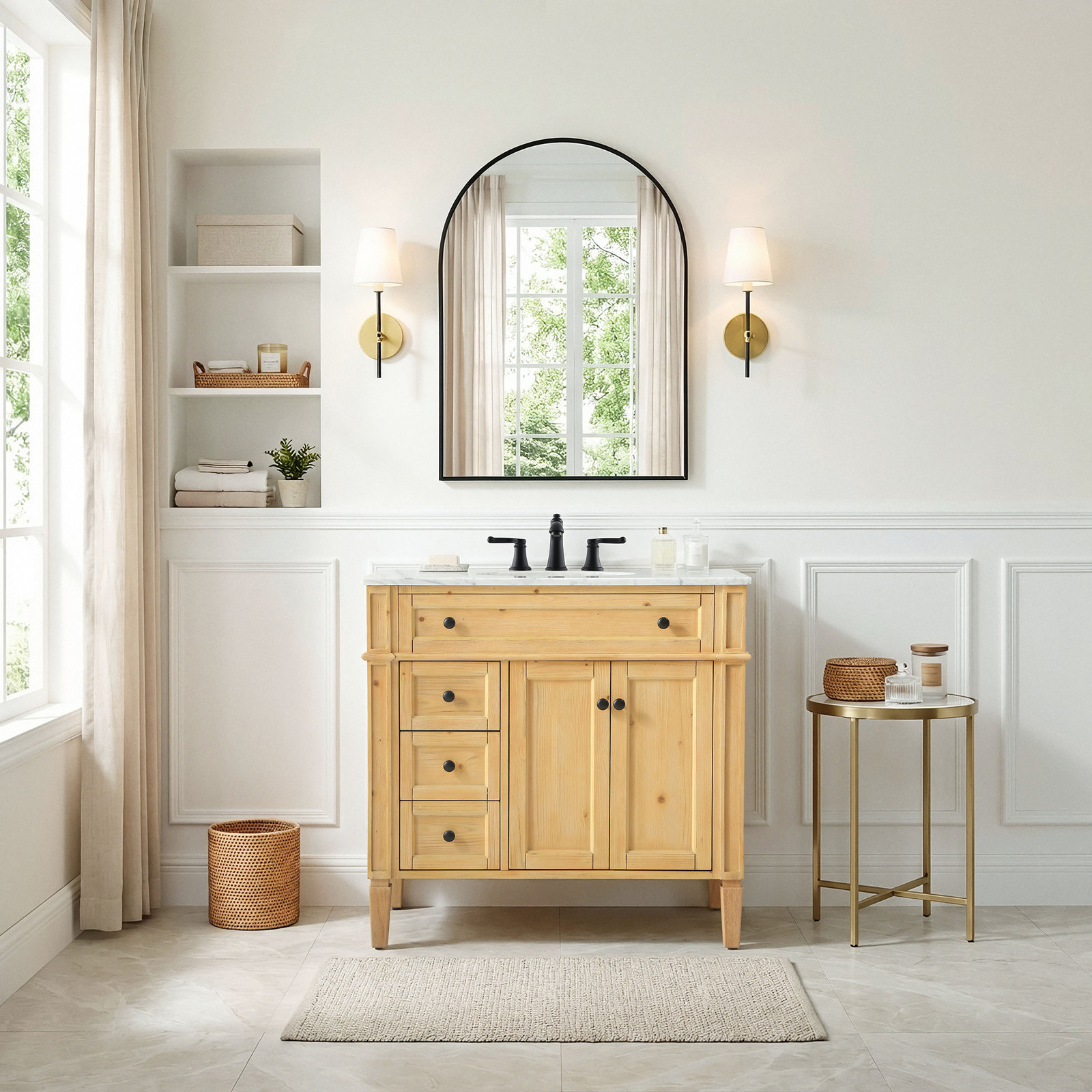 Rivers 36'' Single Bathroom Vanity, Natural Wood