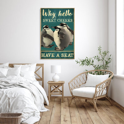 «Penguin Have A Seat», impression sur toile rectangulaire 1 pièce
