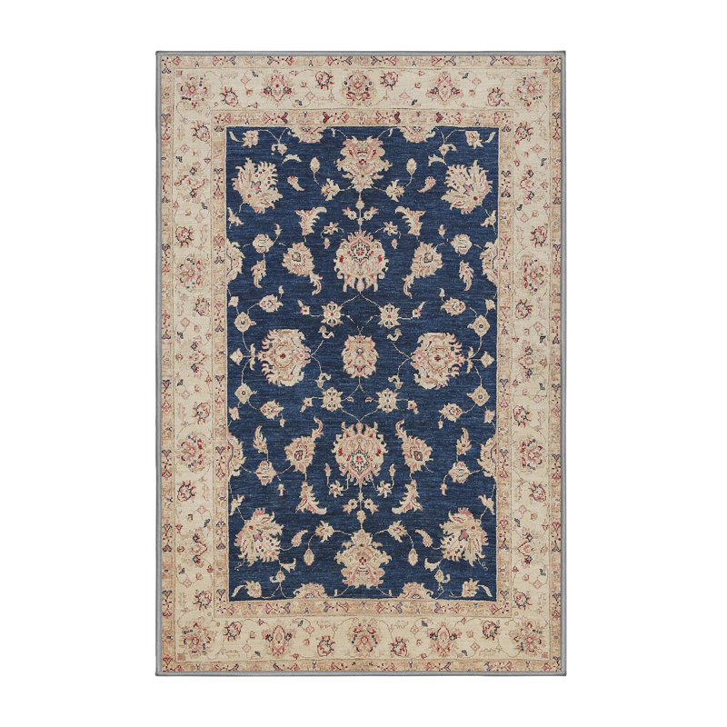 Tapis traditionnel beige/bleu area Coolnagoppoge, Rectangle 5 pi x 7 pi
