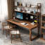 Bureau de direction rectangulaire en bois massif brun noisette-1256924238