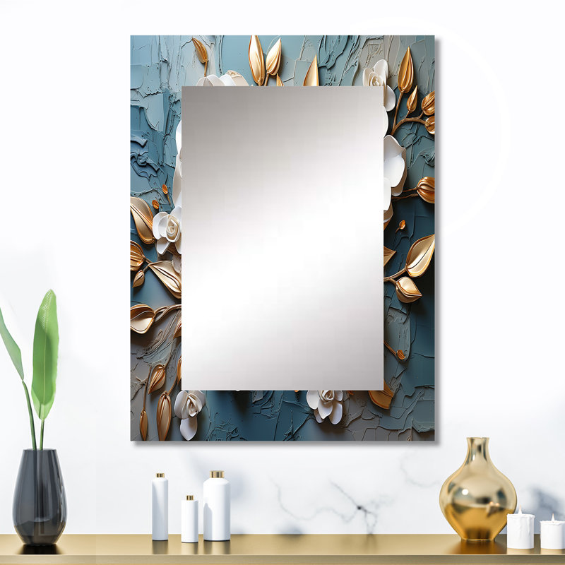 Miroir mural blanc et doré, 32 po x 24 po