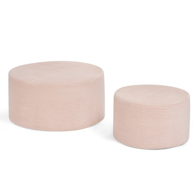 Ensemble de 2 poufs cylindriques rembourrés, repose-pieds décoratifs ronds pour salon, chambre ou salon