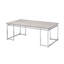 Table basse rectangulaire avec plateau en chêne naturel et base en métal argenté, décor de salon moderne, 47 pouces