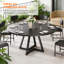 Table de salle à manger ronde 47 po noire: structure métallique à piédestal, style industriel compact-1207390683-1199716510