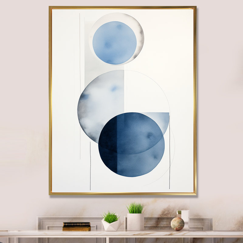 Circular Simplicity aquarelle en bleu rétro I - impressions d'art géométriques modernes, H 32 po x l 24 po