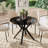 35.4 Inch Round Tempered Glass Dining Table with Cross Metal Base, Modern Kitchen Table for Dining Room, Living Room, Cafe, Easy Assembly & Easy Clean-1324221455-1324221458
