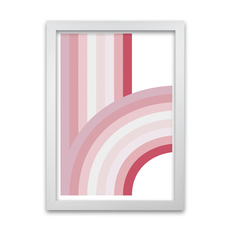 Pink Nursery Rainbow - Print, 30cm H x 21cm W x 3cm D, White Frame