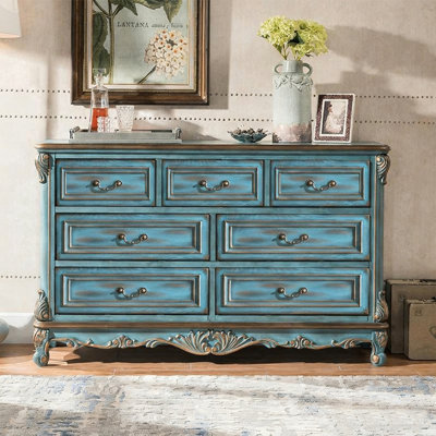 Armoire d'appoint en bois manufacturé bleu massif