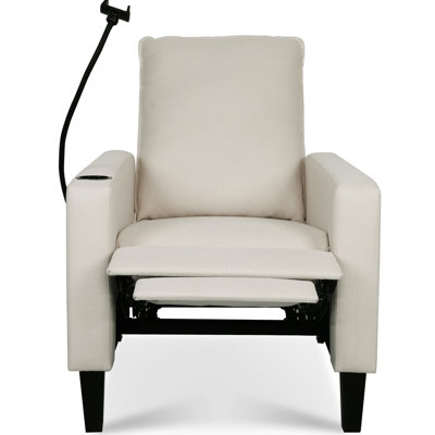 Fauteuil inclinable beige pour adultes, avec porte-gobelet réglable et porte-téléphone moderne, extension de couleur de salon incluse