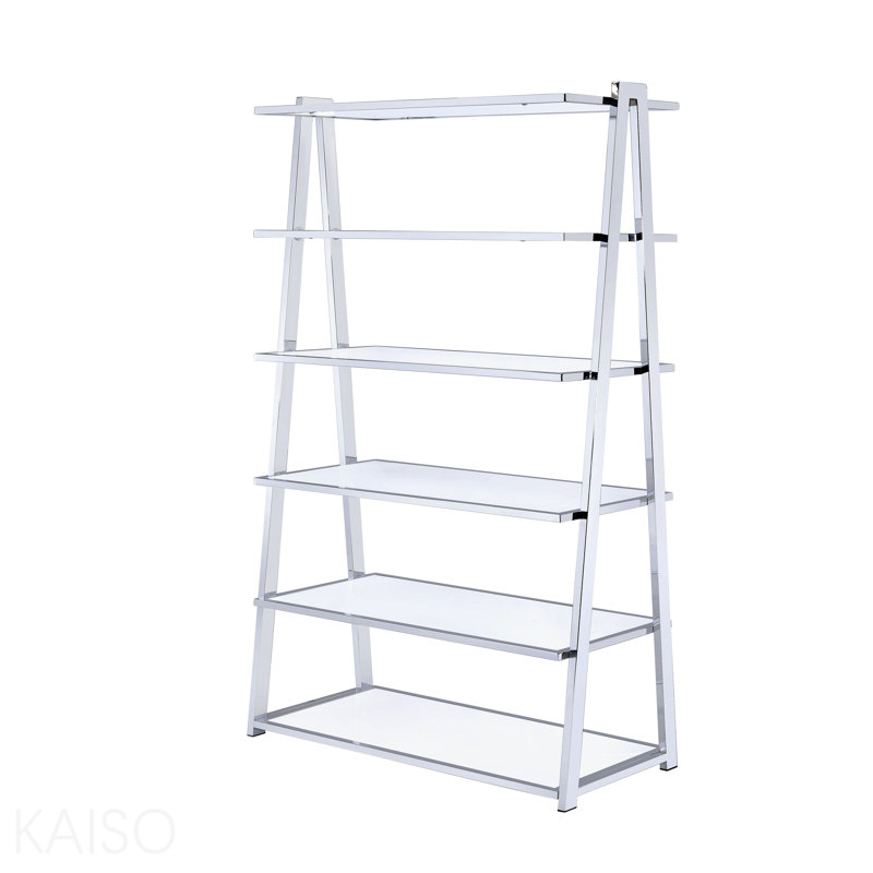 White High Gloss & Chrome Finish Bookshelf