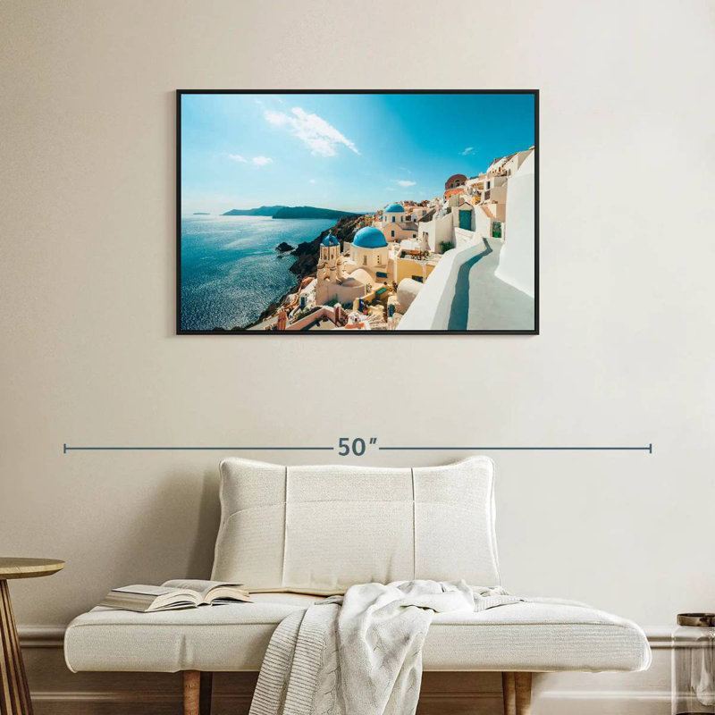 Oia Santorini Greece, Floating Frame Black, 37" X 25"