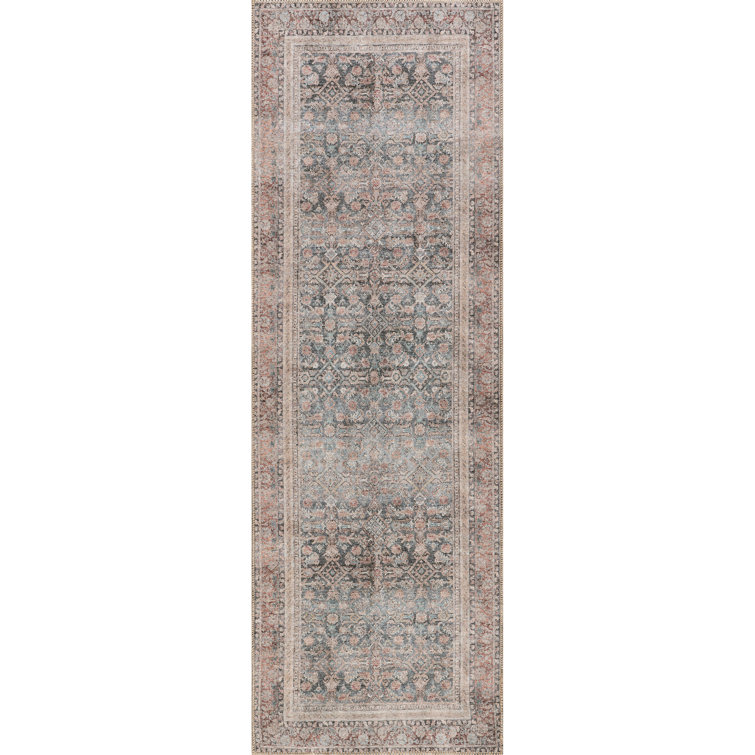 Jeccica Distressed Vintage Medallion Jute Blend Polyester Area Rug