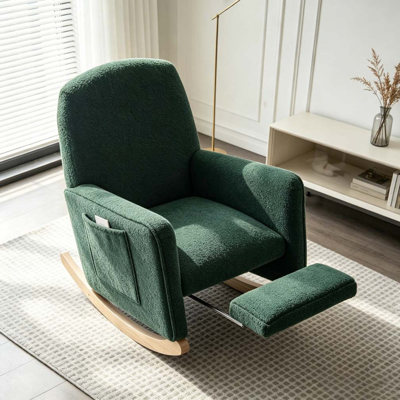 Chaise berçante Adeebah, Lin gris, Brun