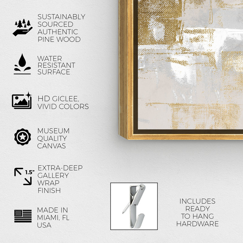 Abstrait fraîchement peint, gris glamour - Peinture, Encadrement doré, H 24 po x l 16 po