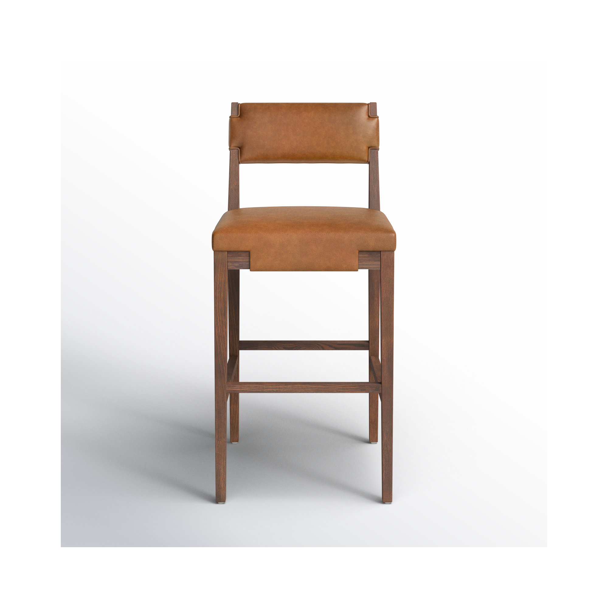 Bilbrey Leather Stool, Bar Stool (31.25" Seat Height), Brown Genuine Leather, Brown