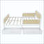 Structure de lit plateforme avec 2 tiroirs de rangement, lit en rotin pour enfants avec tête et pied de lit-131147545-131147546
