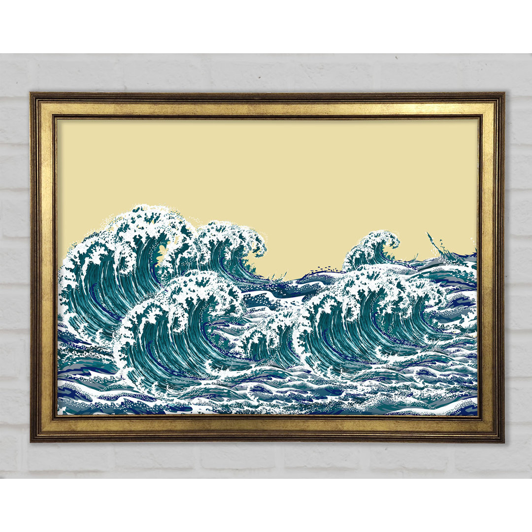 Waves On Yellow - Einzelner Bilderrahmen Kunstdrucke