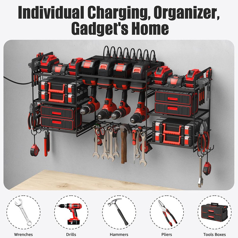 Black Power Tools Organizers Wall Mount, Large Tools And B...