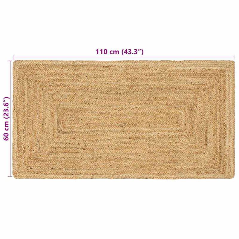 Linen Hand Hooked Area Rug, Rectangle 60 x 110 cm
