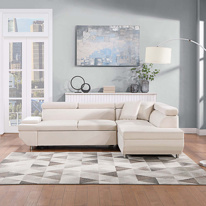 Méridienne sans accoudoirs de 104,72 po Harrower, Tissu beige