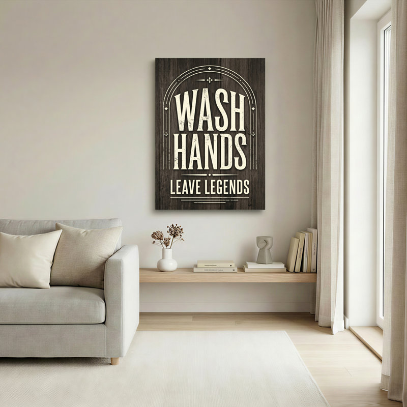 Ensemble de 1 tableau sur toile « Lavez-vous les mains », 48"H x 32"W, Toile tendue