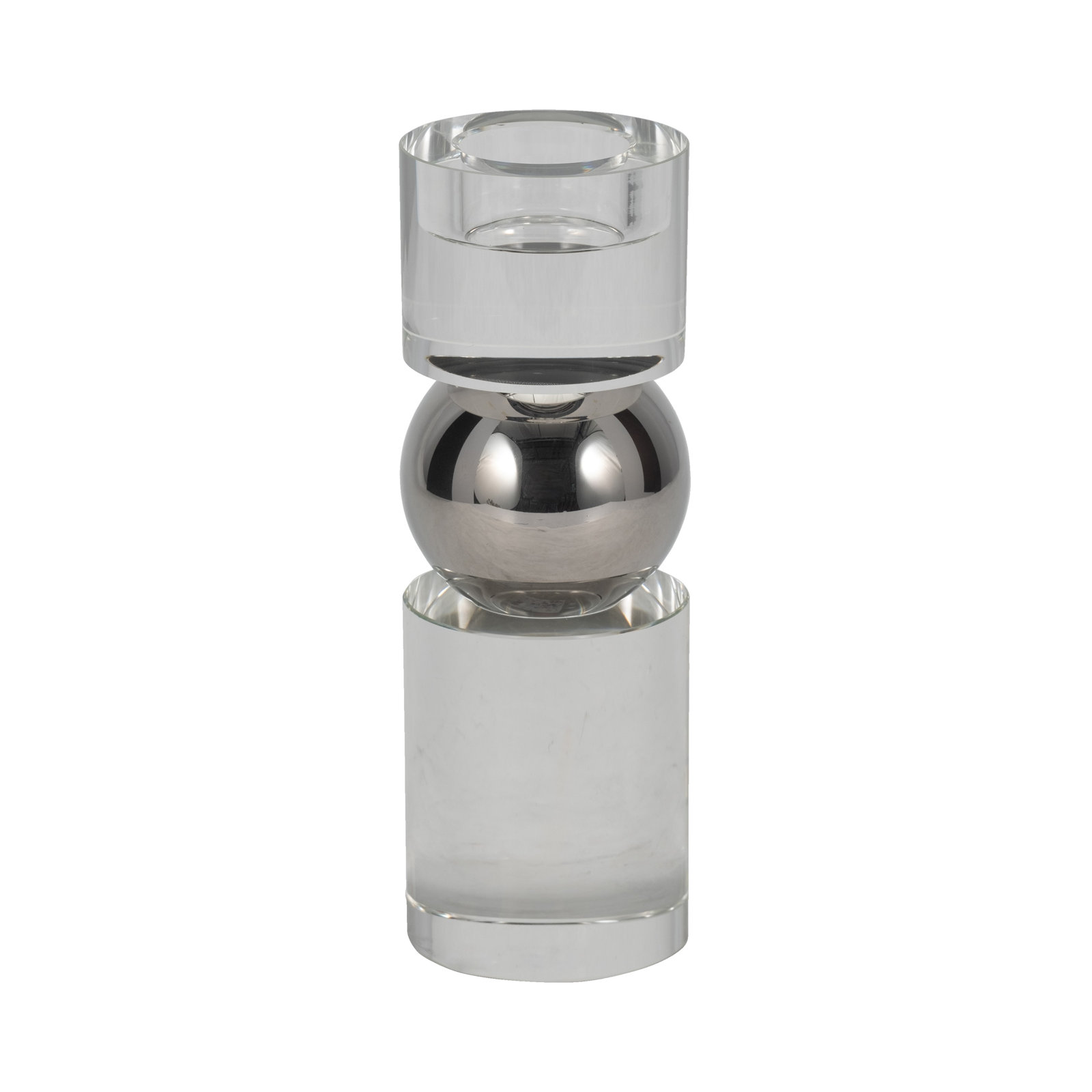 Riter Crystal Candlestick Holder, Silver, 8" H x 3" W x 3" D