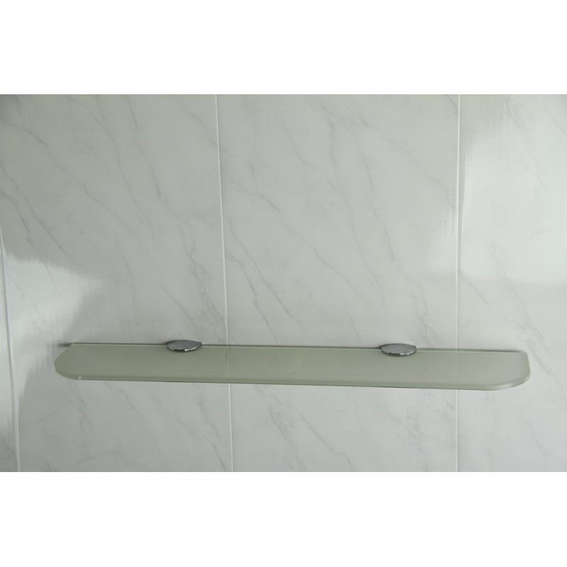 Fanni Glass Floating Shelf with Adjustable Shelves, White, 0.6cm H x 50cm W x 10cm D