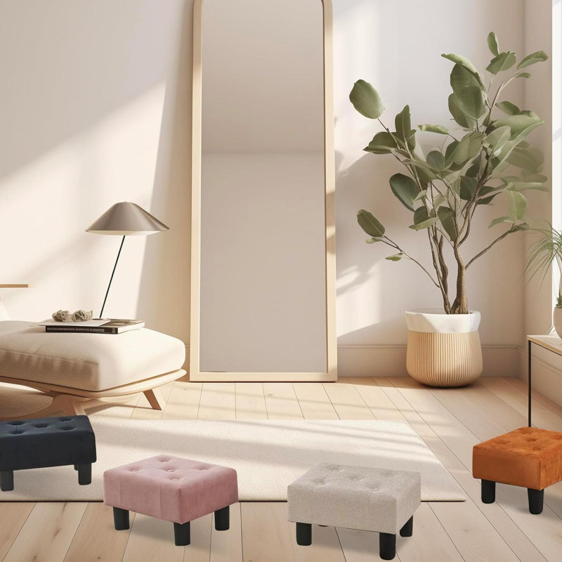 Etherson Solid Wood Accent Stool, Beige