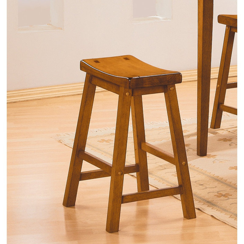 Ensemble de 2 tabourets de salle à manger décontractés en bois massif, Brun