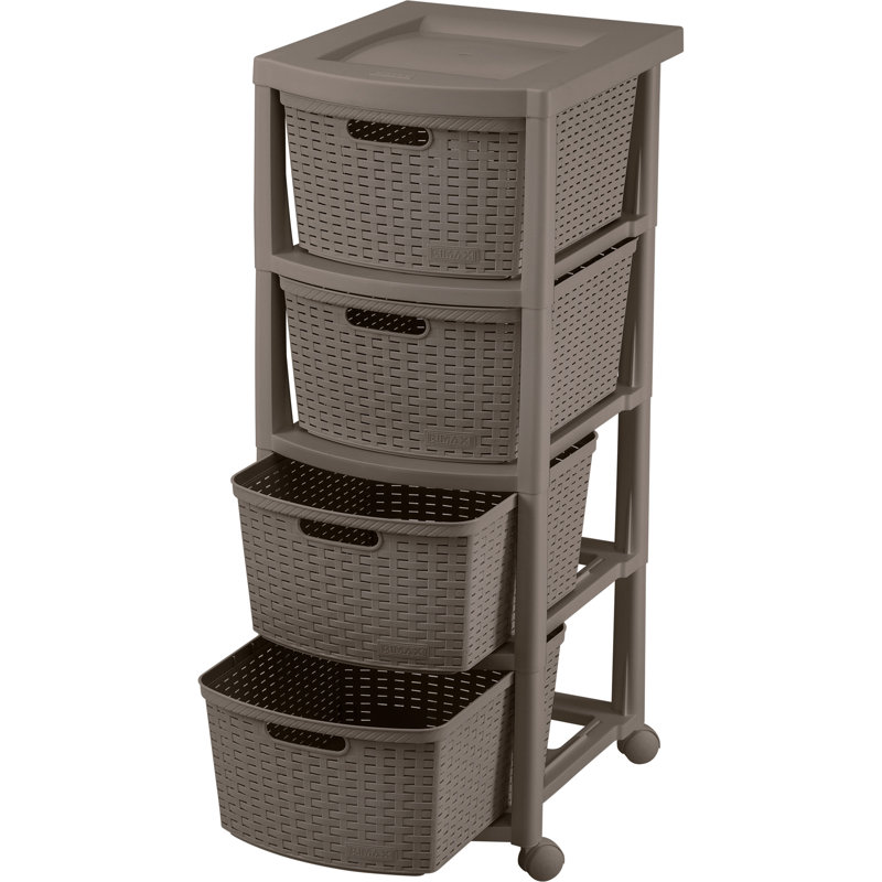 Commode de rangement roulante 4 tiroirs Berrien, Moka