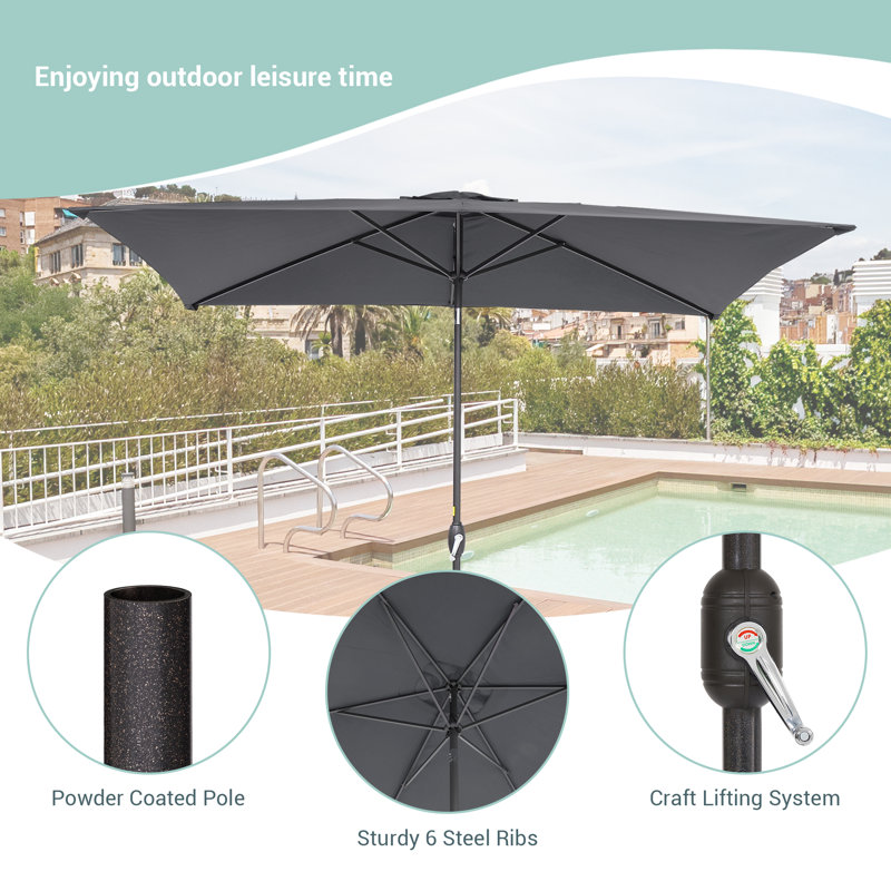 Parasol de marché rectangulaire 120 po x 78 po Doranda, Grey