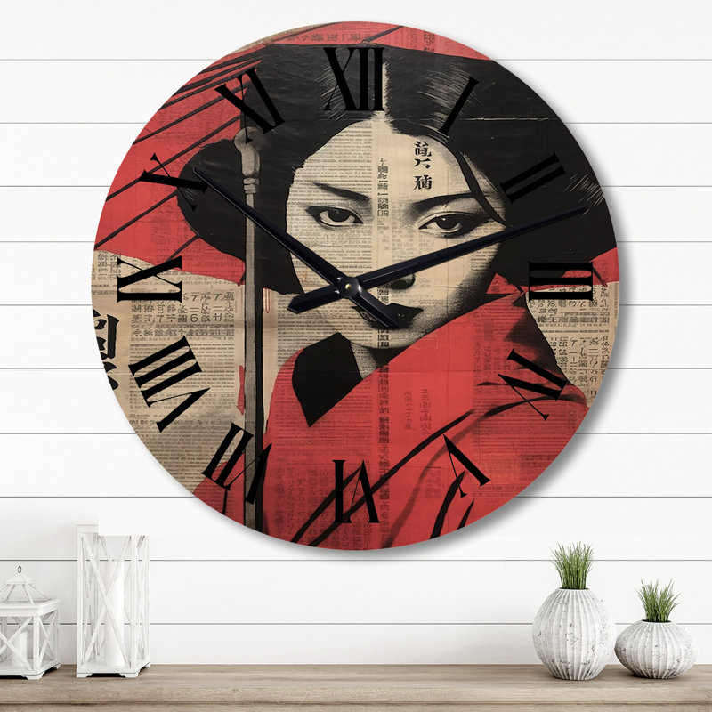Horloge murale en bois massif Nency, Grand