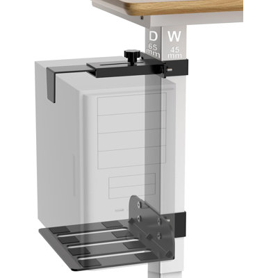 Under Desk PC Mount With No Drilling Installation, 40 Lb Capacity Computer Tower Holder, Adjustable Height And Width For Standing Desks With Non-Slip Protection