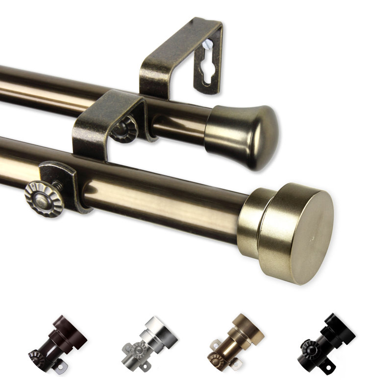 Tringle à rideaux double Embarcadero, Laiton antique, De 28 po à 48 po de largeur