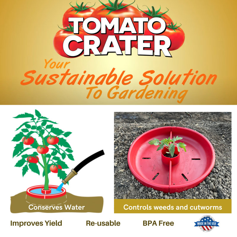 Ensemble de 3 outils de jardinage en forme de cratère de tomates - paquet de 3 - plastique rouge de 12 po pour des tomates plus saines